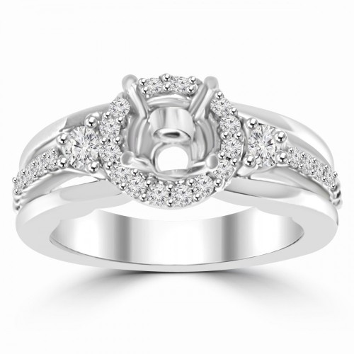 0.45 ct Ladies Round Cut Diamond Semi Mounting Engagement Ring in 14 kt White Gold